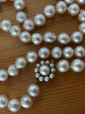 Estate opera length akoya pearl necklace with 14K pearl clasp